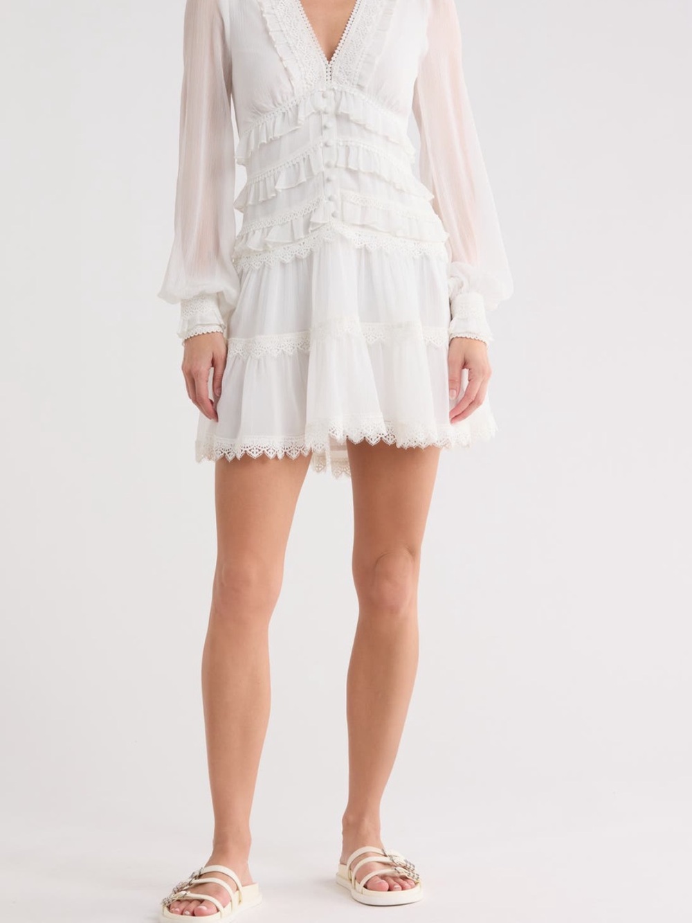All Saints zaphia White Ruffle Lace Mini Dress